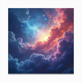 Ethereal Nebula In Watercolor With Vivid Cosmic Shades 1 Canvas Print