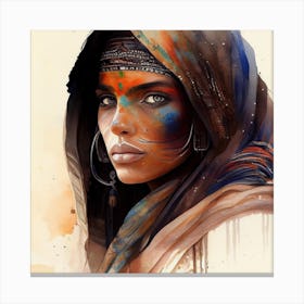 Watercolor Tuareg Woman #9 Canvas Print