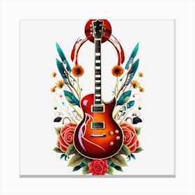 Electric Guitar With Roses 2 Canvas Print