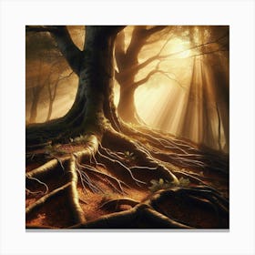 Tree Roots In The Forest Canvas Print