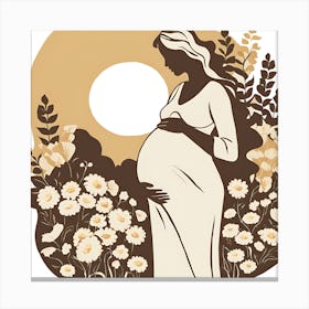 Pregnant Woman In The Field Canvas Print