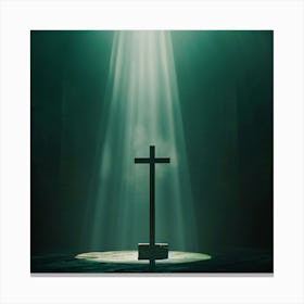 Cross With Beams Of Light Canvas Print