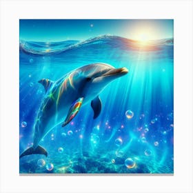 Dolphin In The Ocean Canvas Print