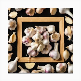 Garlic In A Wooden Frame Canvas Print