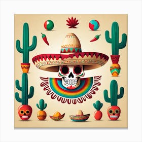 Day Of The Dead Skull 113 Canvas Print