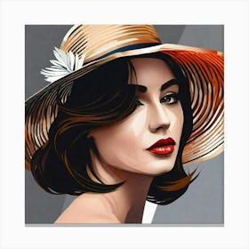 Portrait Of A Woman In A Hat 1 Canvas Print