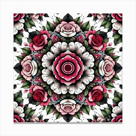 Mandala of roses Canvas Print