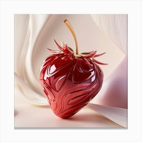 3D Shaped Strawberry, Digital Abstract Art Canvas Print