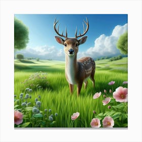 Little Bambi Takes a Break from the Herd to Enjoy the Scenery Canvas Print