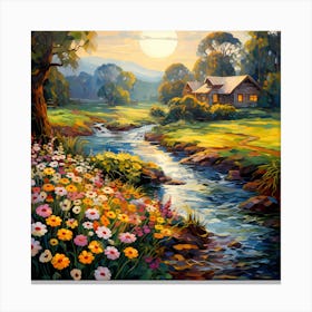 Idyllic Riverside Palette Canvas Print