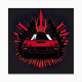 Car Red Artwork Of Graphic Design Flat (170) Canvas Print