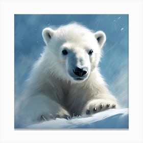 Polar Bear Cub in the Soft Powdered Snow Canvas Print