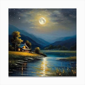 Moonlight By The Lake 1 Canvas Print