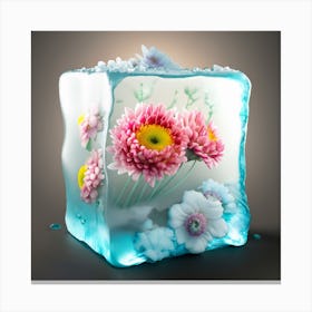 Ice Cube With Flowers 3 Canvas Print