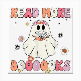 Groovy Retro Halloween Read More Books Cute Boo Read A Book Canvas Print