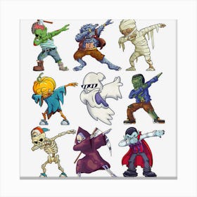 Dabbing Halloween Boys Kids Skeleton Zombie Pumpkin Mummy Canvas Print