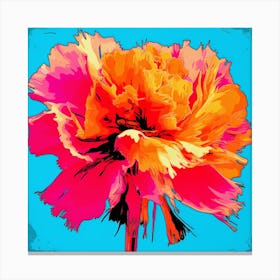 Andy Warhol Style Pop Art Flowers Carnation Dianthus 4 Square Canvas Print