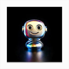 Firefly Minimalist, Cartoon, Happy, Cybernetic, Robot, Icon, Emoji, Black Background, 3d Render, Hol (3) Canvas Print