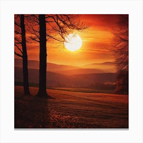 Sunset In A Field 3 Canvas Print