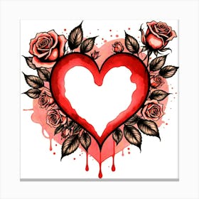 Heart With Roses Canvas Print