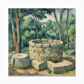 Millstone And Cistern Under Trees Paul Cezanne Art Pri 0 Canvas Print