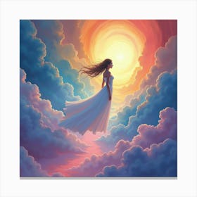 Soul Drifting Through A Colorful Watercolor Dream Realm 1 Canvas Print