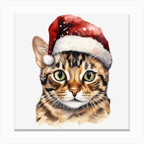 Bengal Cat In Santa Hat 9 Canvas Print