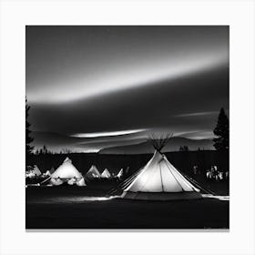 Teepees At Night 7 Canvas Print