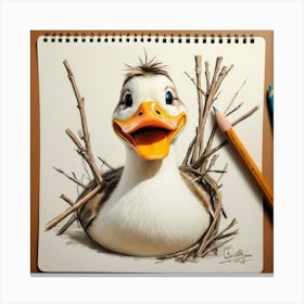 Duck In The Nest Canvas Print