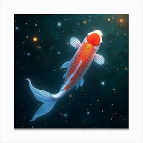 A Mythical Koi Fish With Scales Of Glowing, Iridescent Light Swimming Through A Cosmic Pond 1 Canvas Print