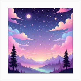 Sky With Twinkling Stars In Pastel Colors Square Composition 267 Canvas Print