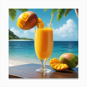 Mango Juice On The Beach Canvas Print