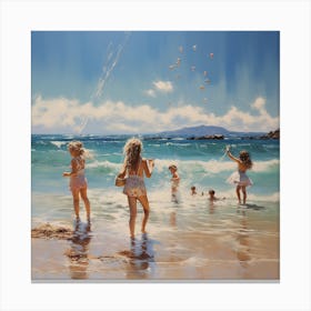 Children Playing On The Beach Canvas Print