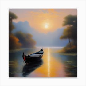 Boat At Sunset Canvas Print