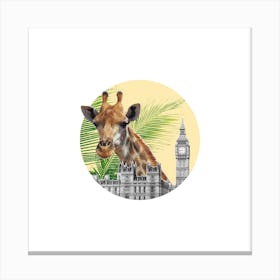 Giraffe Collage Square Canvas Print