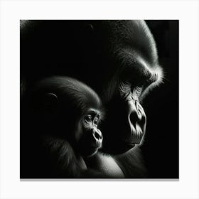 Black And White Gorillas 1 Canvas Print