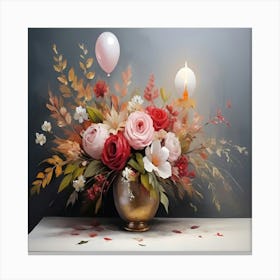 Roses In A Vase Canvas Print