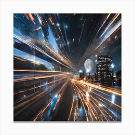 Abstract City Lights At Night Canvas Print