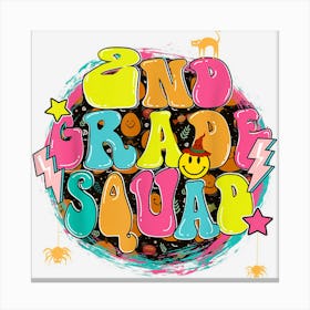 Retro Groovy Teacher Halloween Second Grade Squad Teacher Canvas Print