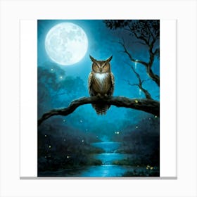 Owl At Night Canvas Print