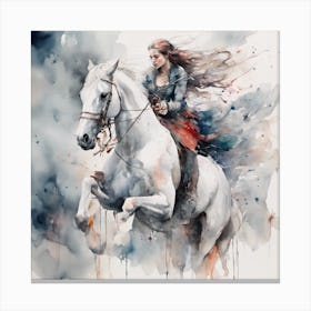 White Horse #3 Art Print Canvas Print