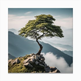 Lone Tree On Top Of Mountain 22 Canvas Print