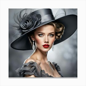 Portrait Of A Woman In A Hat Canvas Print