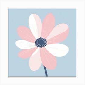 A White And Pink Flower In Minimalist Style Square Composition 330 Canvas Print