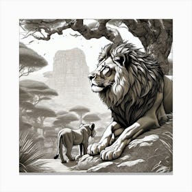 Lion And Lioness 3 Canvas Print