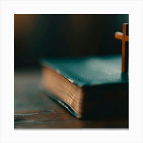 Cross On A Book Canvas Print