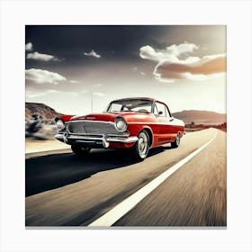 Road Street Fast Transport Speed Auto Wheel Drive Red White Vehicle Car Transportation (5) Canvas Print