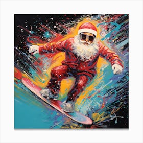 Santa Claus Snowboarding 1 Canvas Print