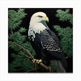 Ohara Koson Inspired Bird Painting Eagle 1 Square Canvas Print
