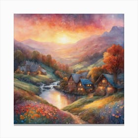 Sunset In The Village Canvas Print